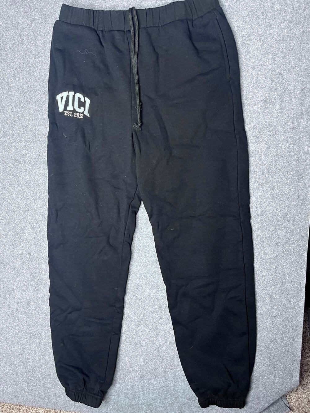 VICI Black Logo Fleece Jogger Sweatpants Small NWOT